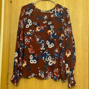 A.N.A Maroon Floral Blouse, Sz L